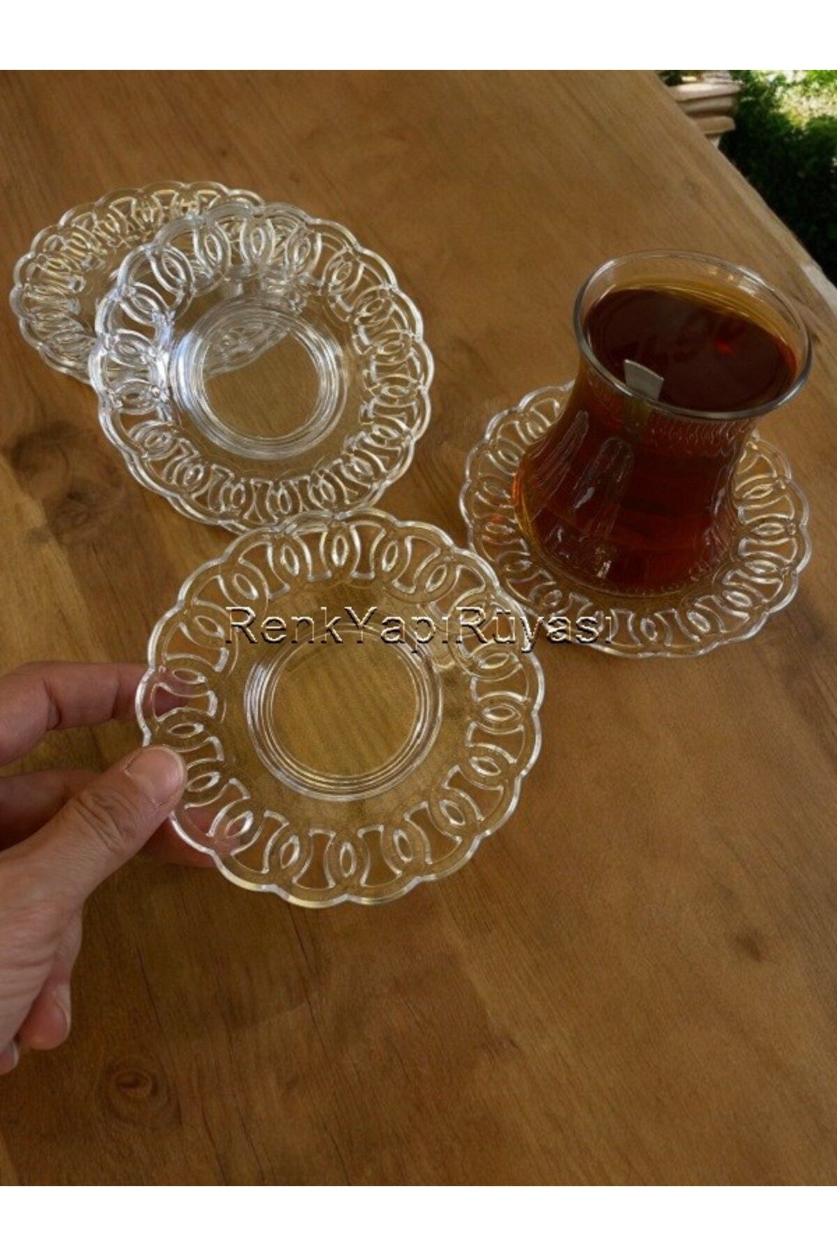 RENK YAPI RÜYASI Çay tabağı 6 lı çay tabağı, melamin çay tabağı, porselen görünümlü şık desenli sağlam plastik altlık