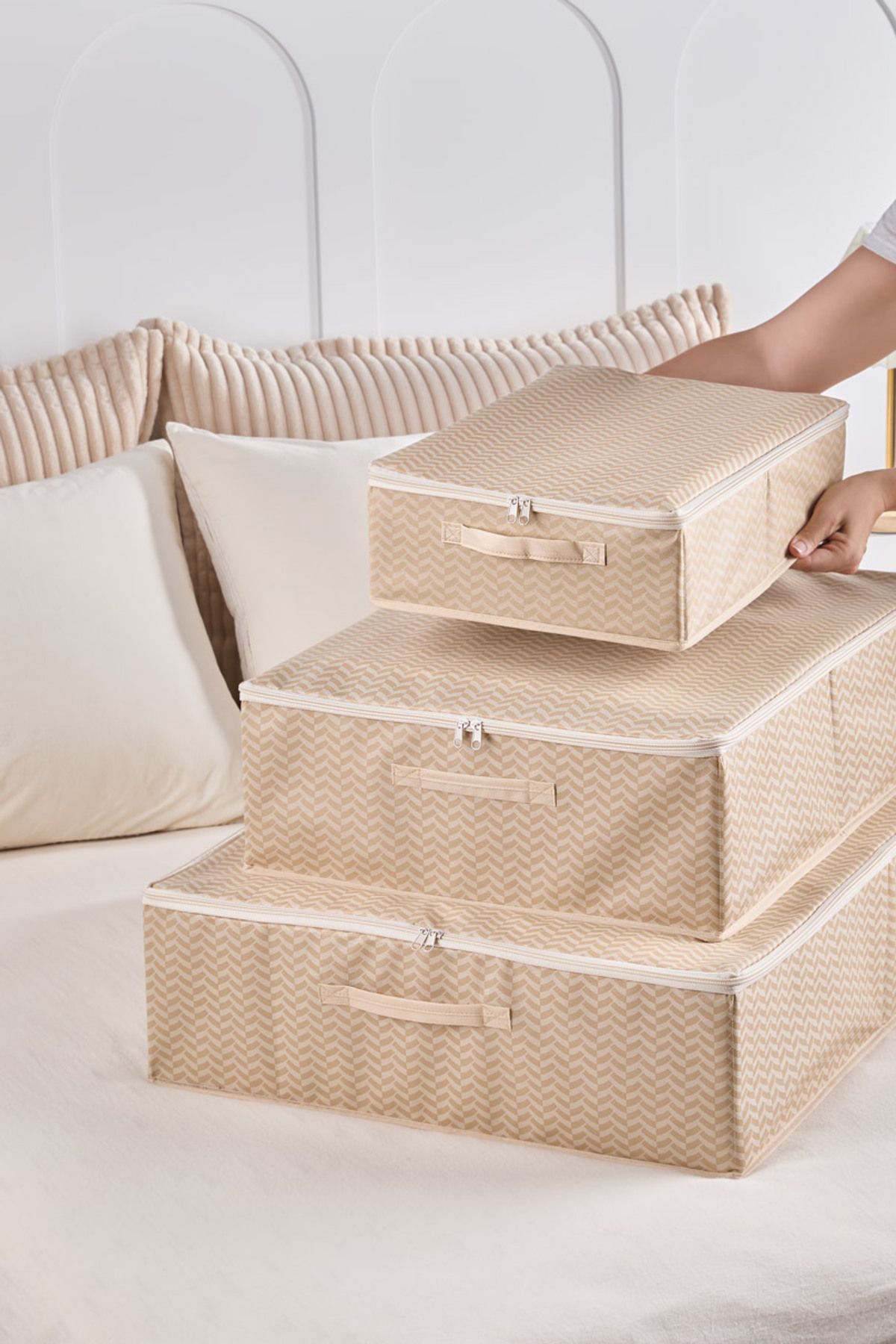 Serstil-3 Size under Base Box Canisters |   Under Bed Organizer Storage Box with Lid and Zipper 2