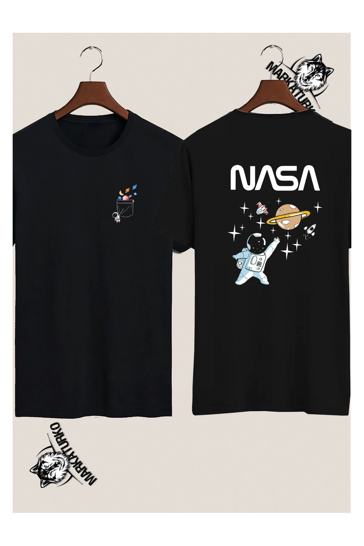 MarkaTurko ASTRONOT ÖZEL TASARIM ÇİFT TARAF BASKILI TSHİRT 4090-91