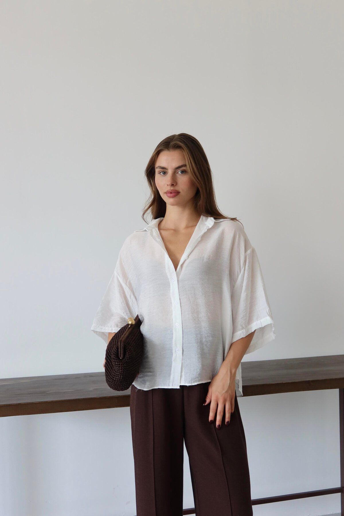FATOŞ BUTİİK Oversize Transparan Kadın Gömlek