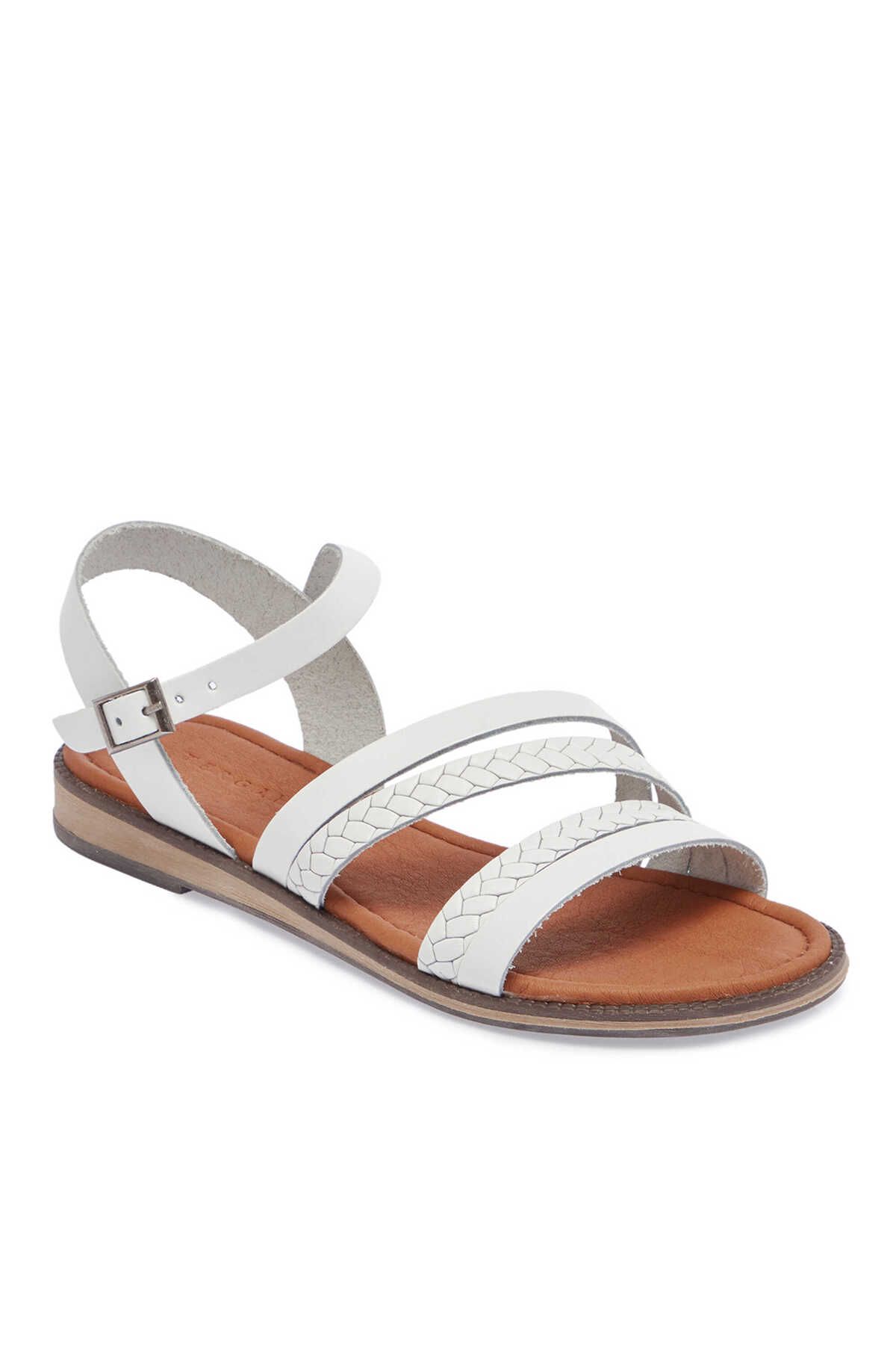 Tergan Beyaz Deri Kadın Sandalet - K25Y1SN68065-A26