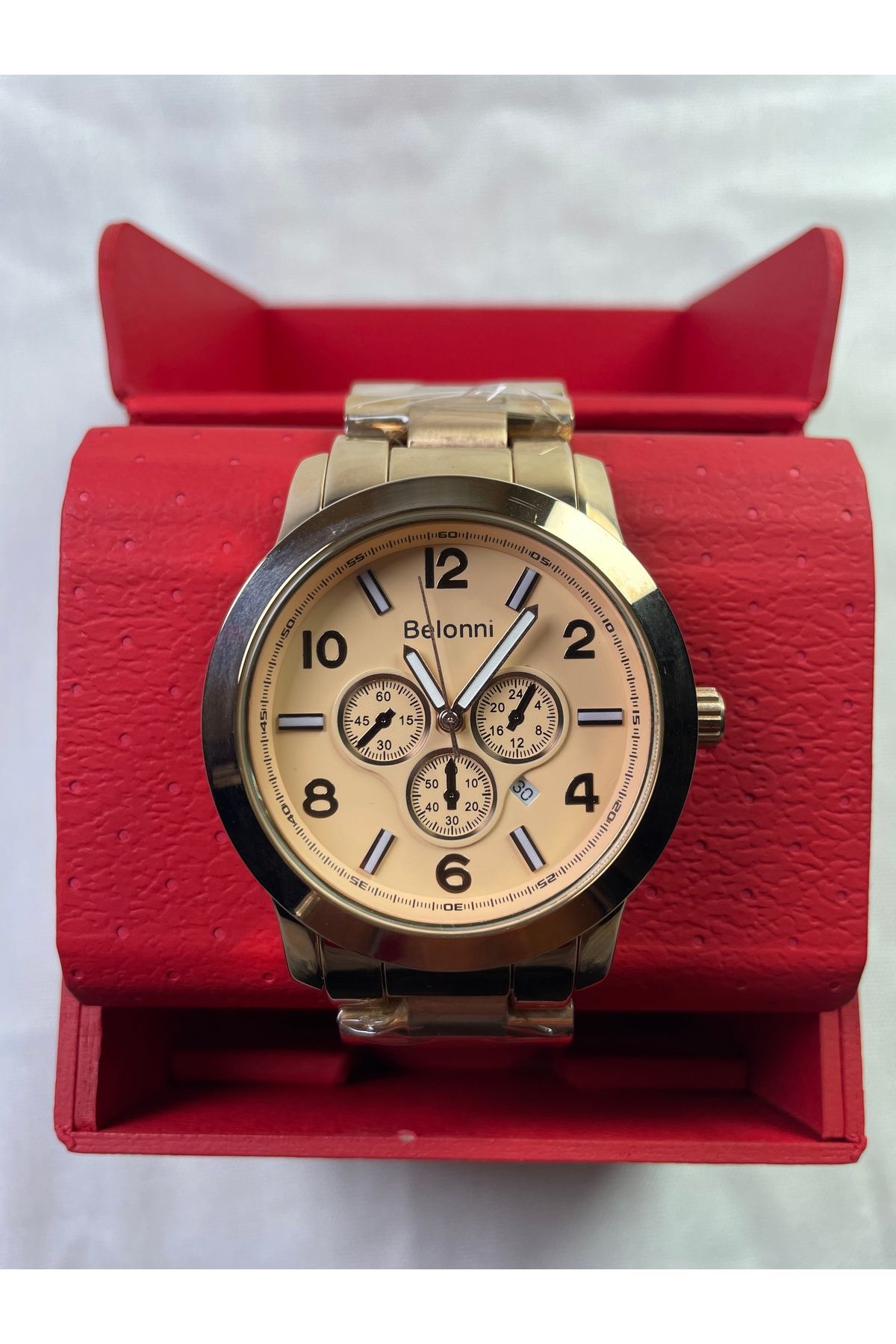 Belonni Full Rose Gold Kalın Kasalı Rakamlı & Çizgili Unisex Kol Saati