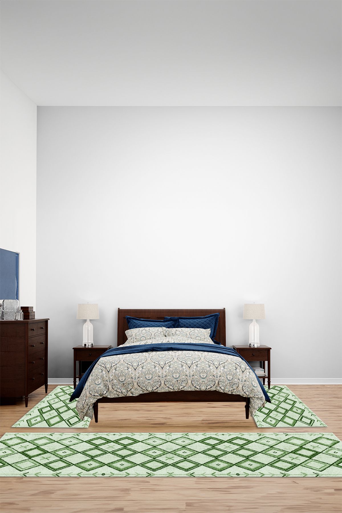 Viyana Home Kaymaz Modern Hasır İskandinav Model Yıkanabilir Üçlü Yatak Odası Halısı, YO-İSKANDİNAV-67-YEŞİL,