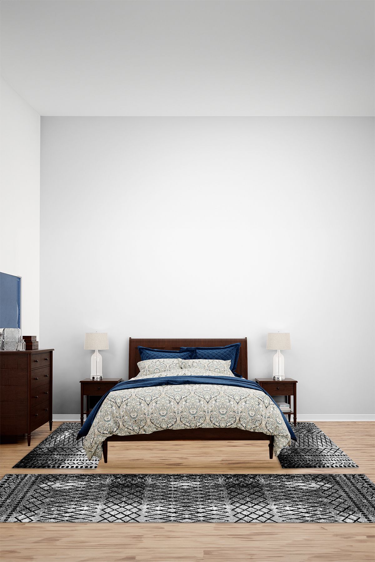 Viyana Home Kaymaz Modern Desenli İskandinav Model Yıkanabilir Üçlü Yatak Odası Halısı, YO-İSKANDİNAV-79-GRİ,