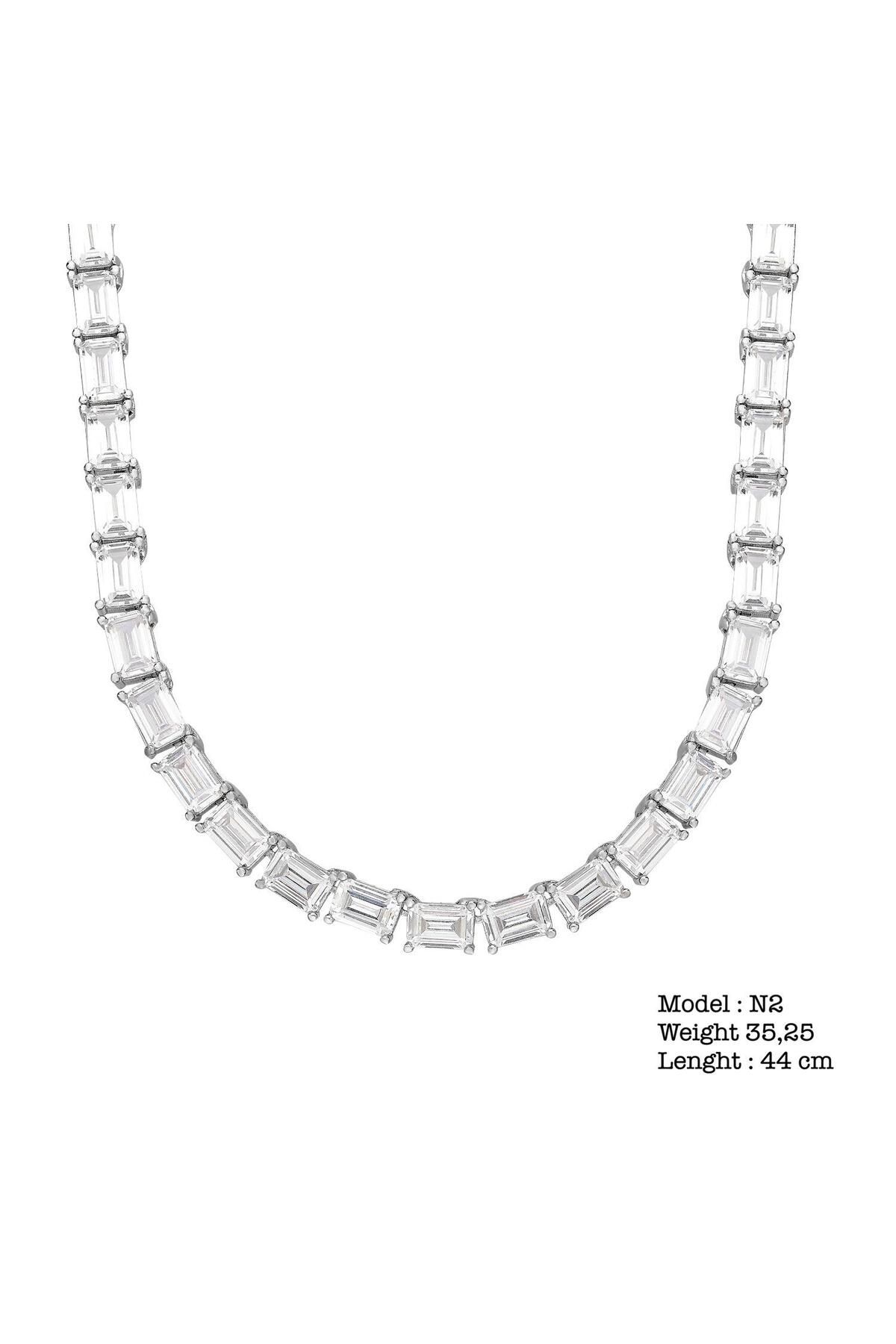 ATELİER JEWELLERY zirkon taşlı su yolu tasarım gümüş kolye