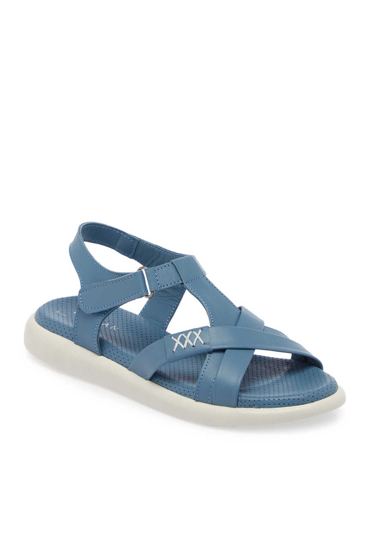 Tergan Mavi Hakiki Deri Kadın Sandalet - K25Y1SN67974-K67