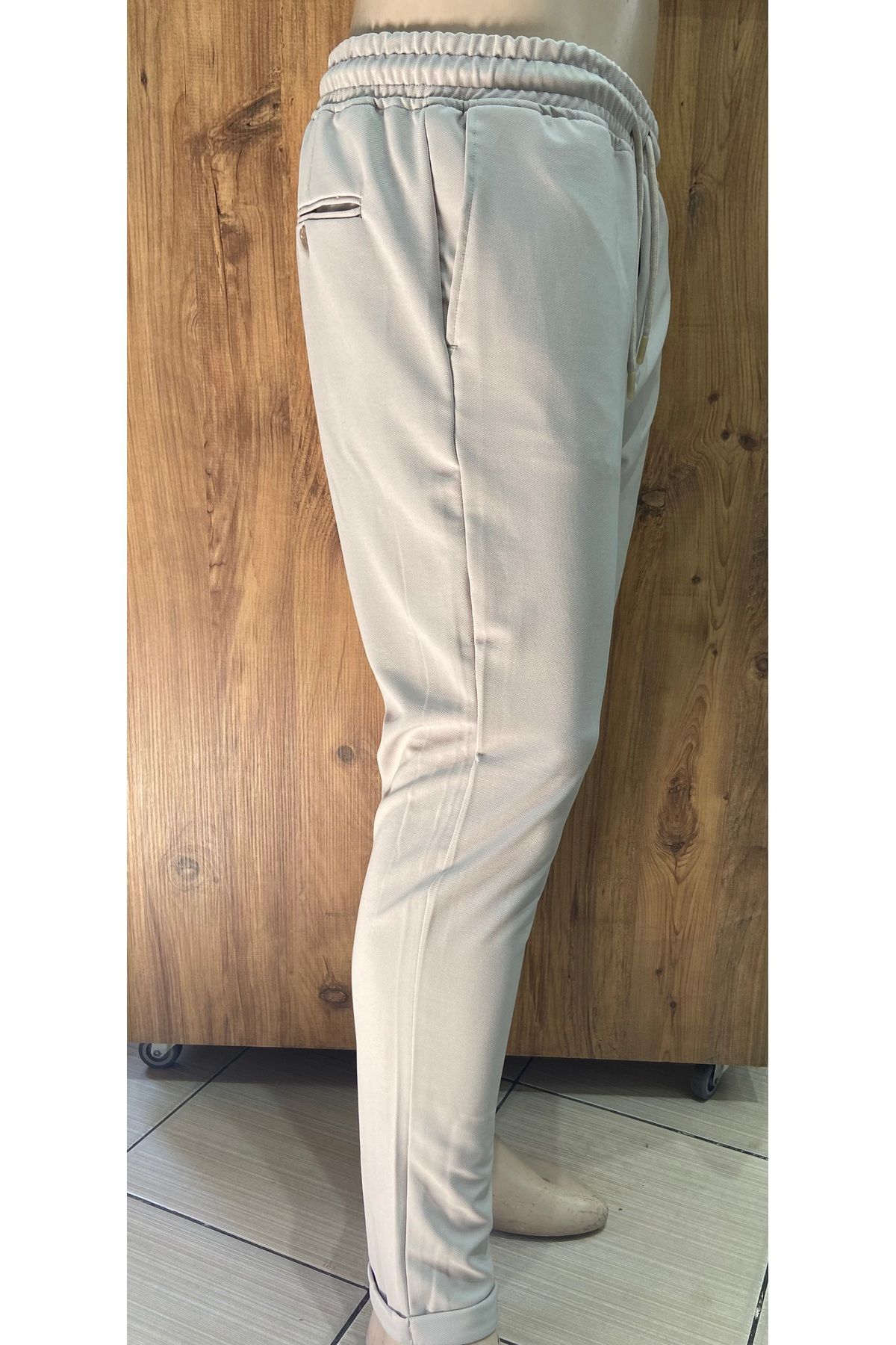 New Sheet JOGGER-BEL LASTİKLİ-DUBLE PAÇA KETEN PANTOLON