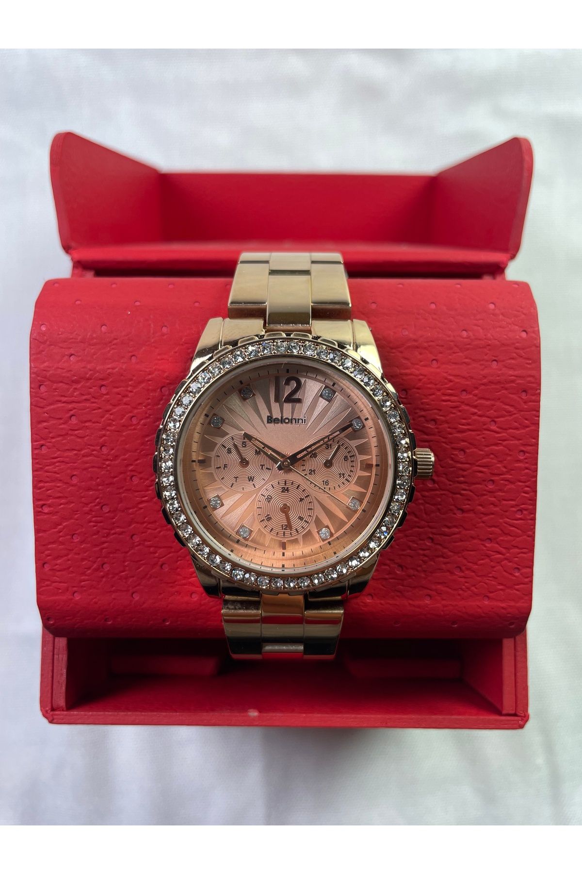 Belonni Full Rose Gold Taşlı Kasalı Kadın Kol Saati