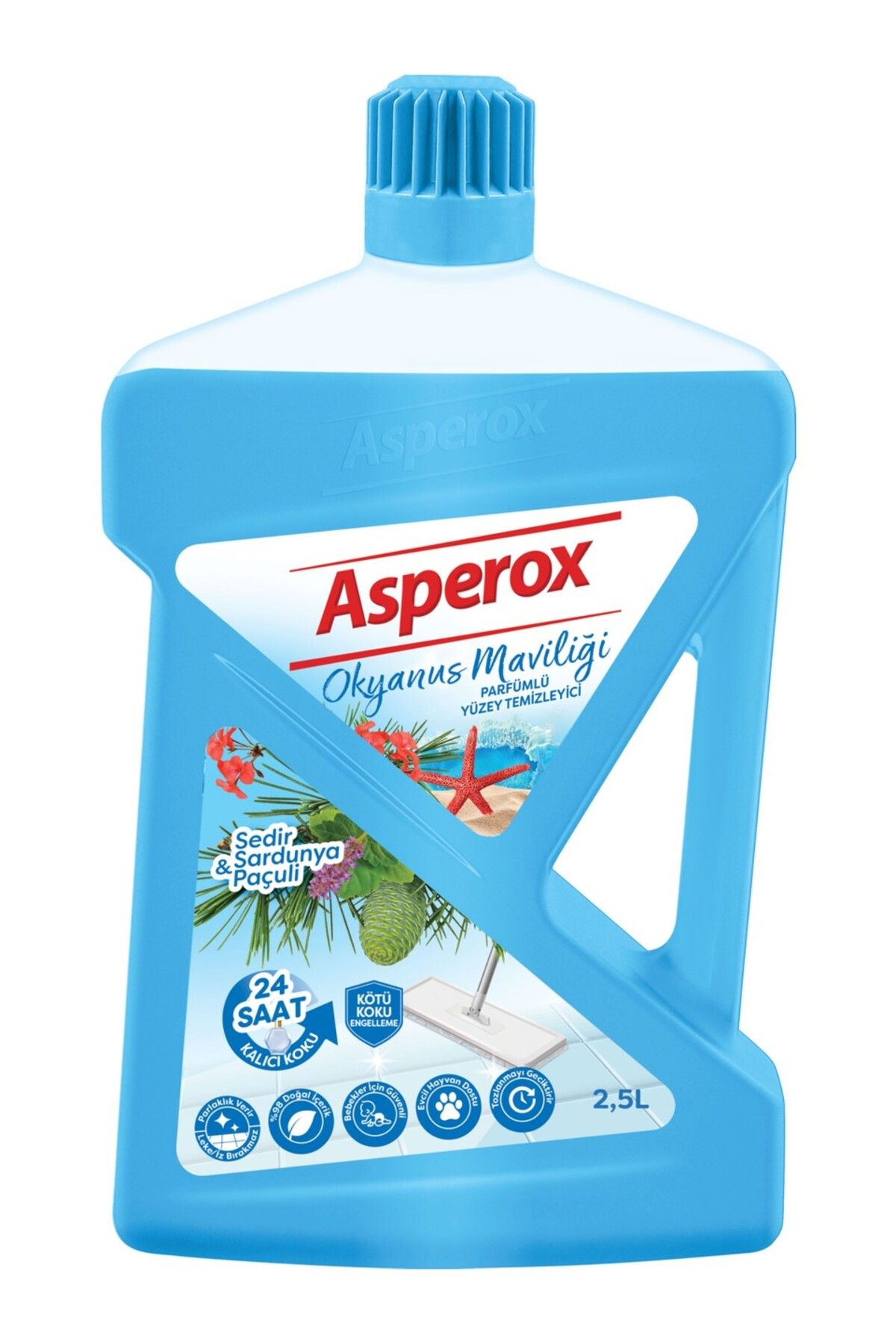 ASPEROX Yüzey Temizleyici Okyanus Maviliği Sedir & Sardunya Paçuli 2,5 Lt