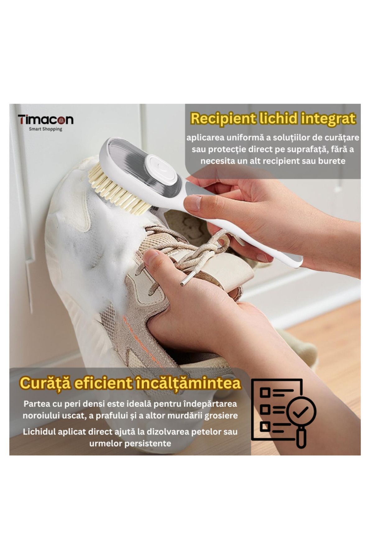 Tim-2 in 1 Multifunctional Brush, Timacon, Dense/Suede Brush, with Liquid Container, Gray 5