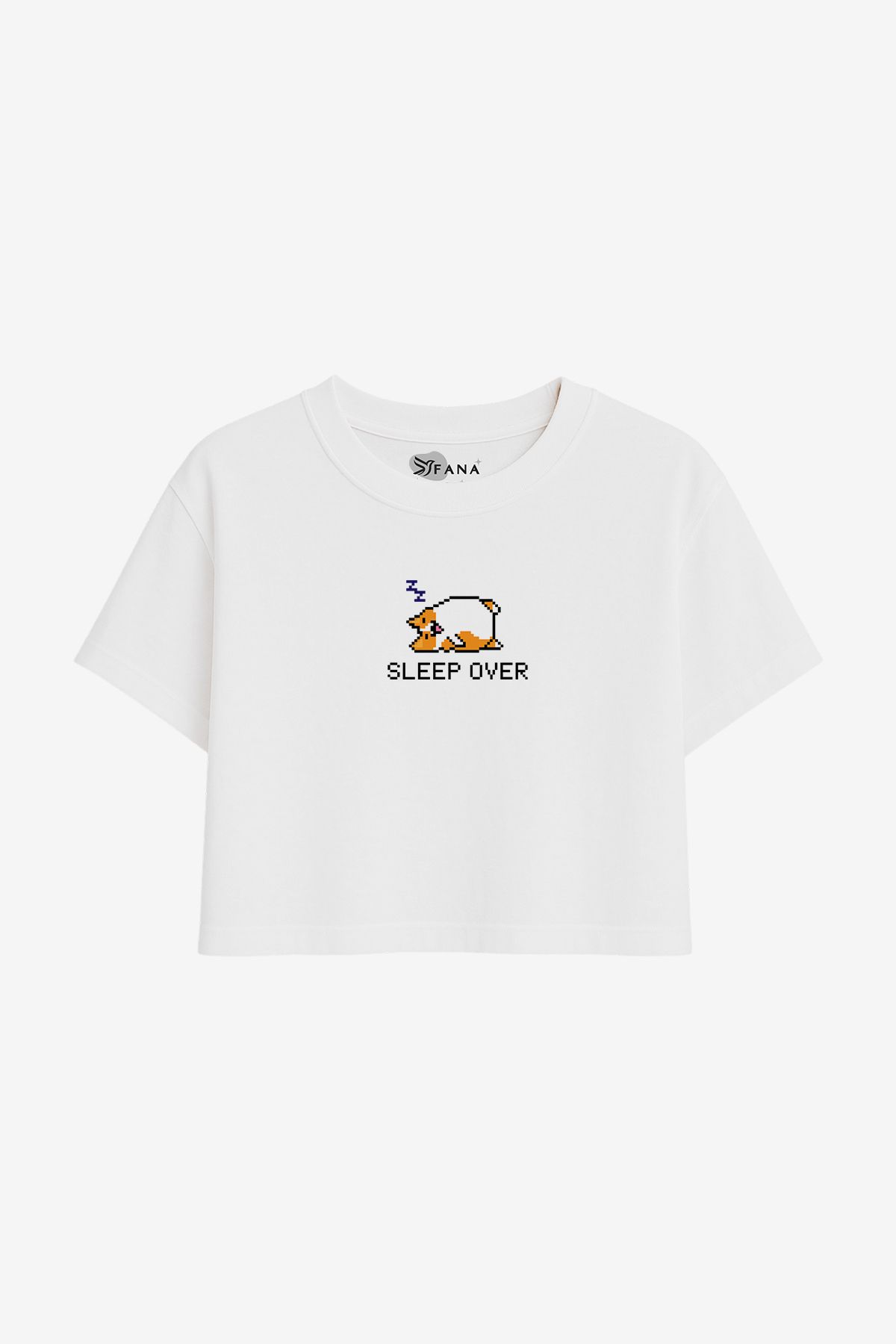 FANA Kadın Beyaz Tişört - Retro Figürlü Slogan Baskılı Yazlık Kısa T-shirt
