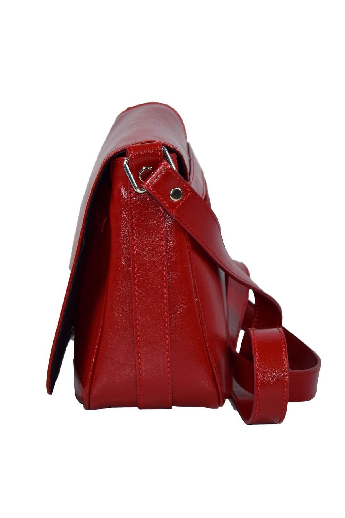 Magazinul de genti-Women's genuine leather bag, model 127, shoulder and crossbody, Red 5