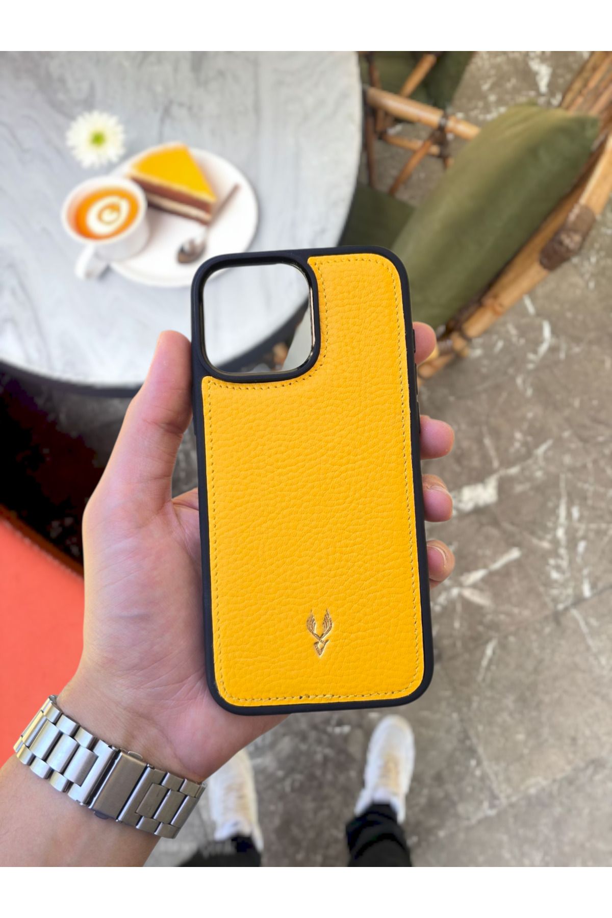 VİSSO Hakiki GERÇEK Deri İPHONE Telefon Kılıfı Kişiye Özel İsim Baskılı İPHONE 15 PRO Uyumlu