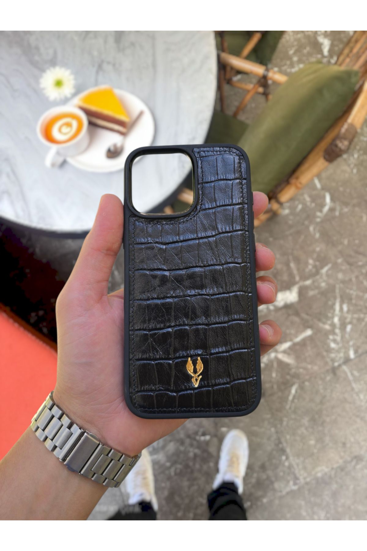 VİSSO Hakiki GERÇEK Deri İPHONE Telefon Kılıfı Kişiye Özel İsim Baskılı İPHONE 15 PRO Uyumlu