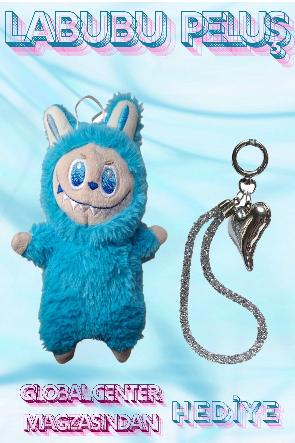 FO Labubu Oyuncak Labubu Peluş Bebek Peluş Oyuncak Labubu Anahtarlık, Charm Hediyeli