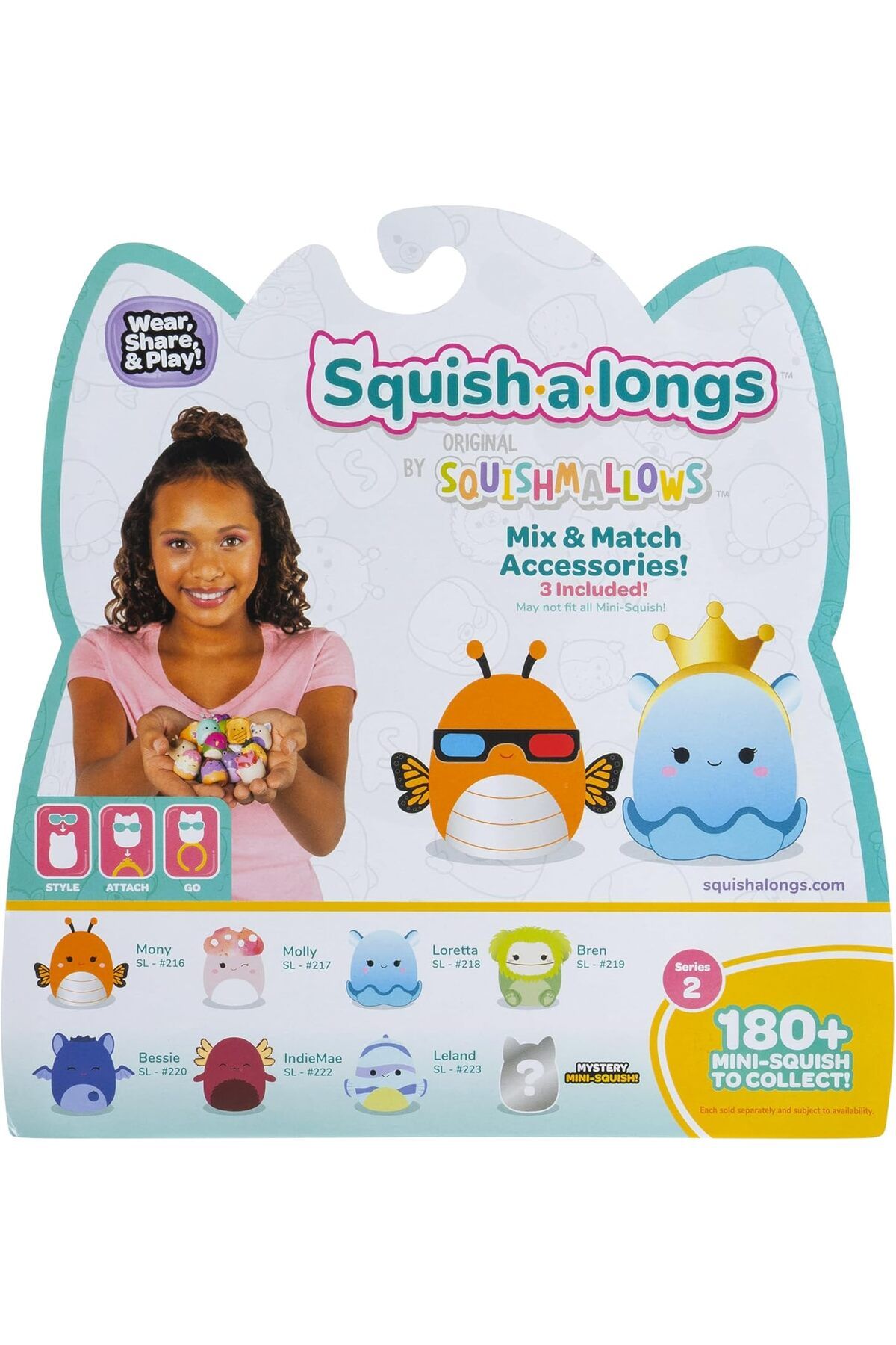 Squish-a-longs-Mini Squishy Fidget Toys for Kids | Soft Kawaii Squishies + 2 Accessories, Ring & Collector Guide 3