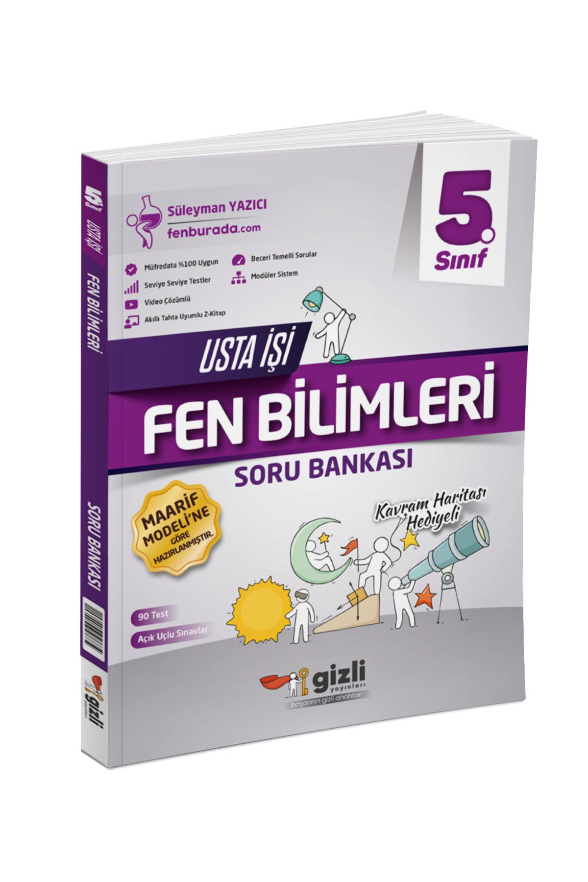 Gizli Yayınları 2025 5. Sınıf Fen Bilimleri Usta İşi Soru Bankası Kavram Haritası Hediyeli