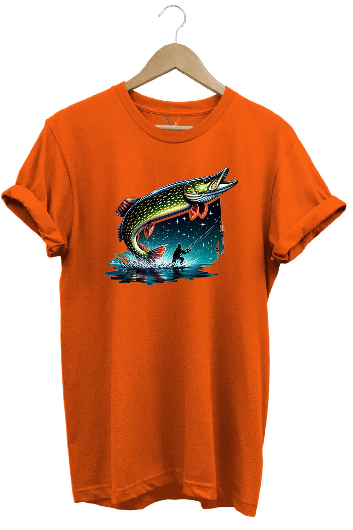 WİDİ Fishing Avcılık Sazan Balığı Tasarım Baskılı %100 Pamuk Regular Fit T-shirt