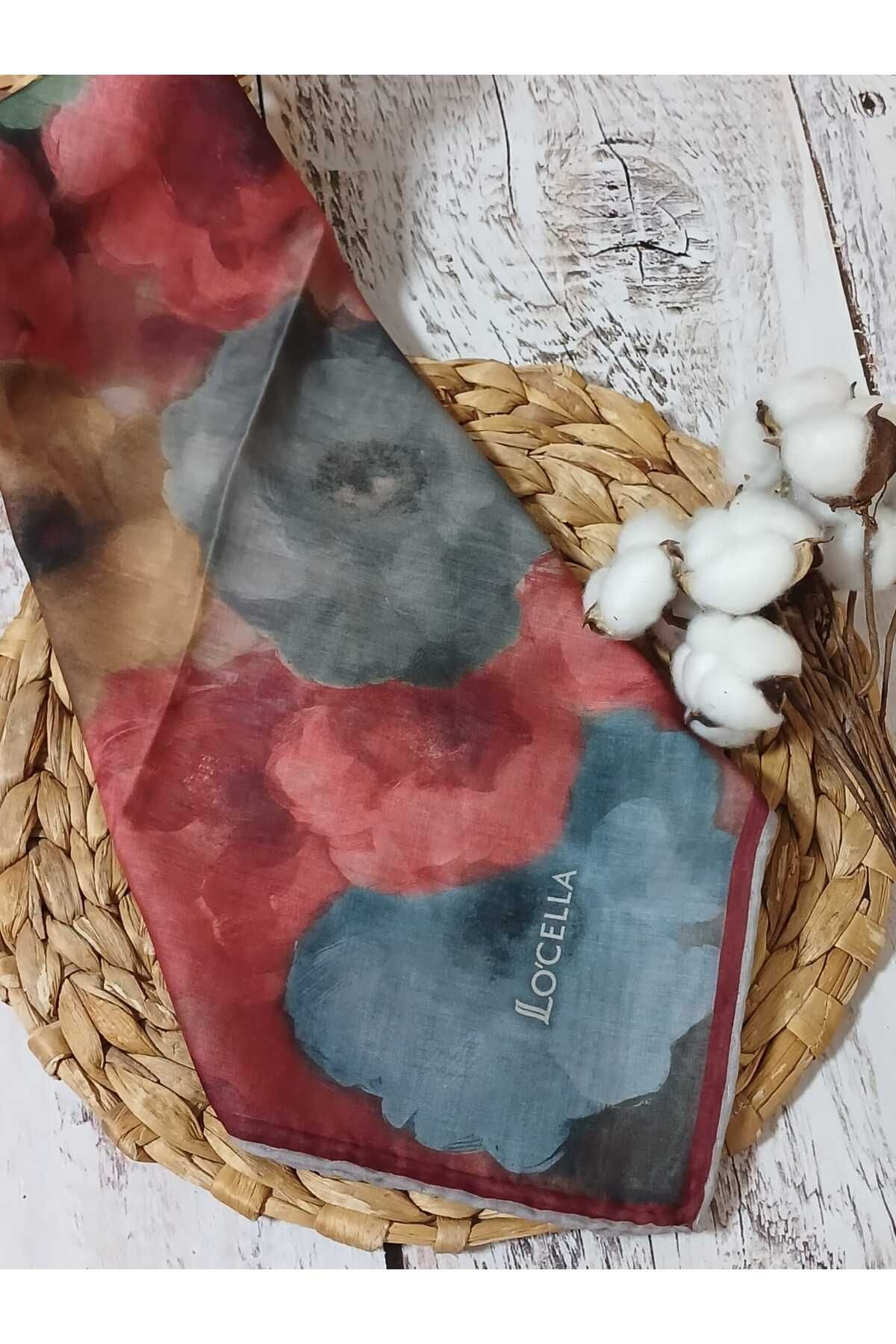 Aydmr Aksesuar Locella Büyük Çiçek Desenli Pamuk Vual Eşarp