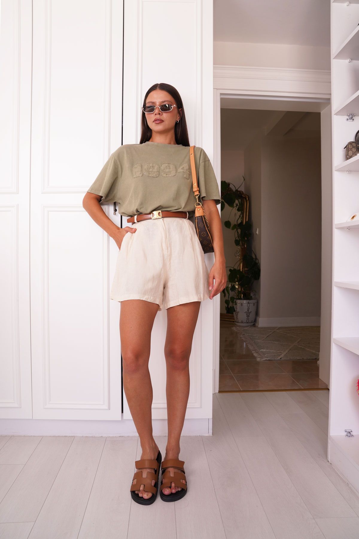 SeninOlsun Haki Oversize Eskitme T-Shirt