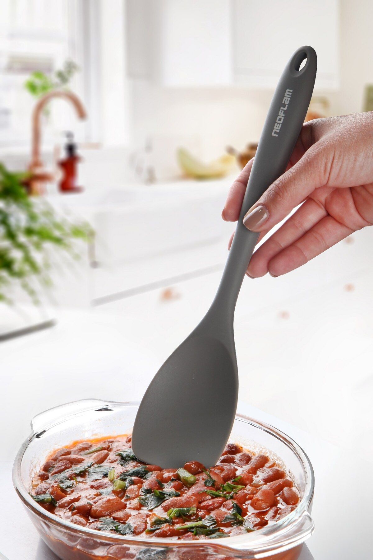 NEOFLAM Silikon Derin Spatula Gri