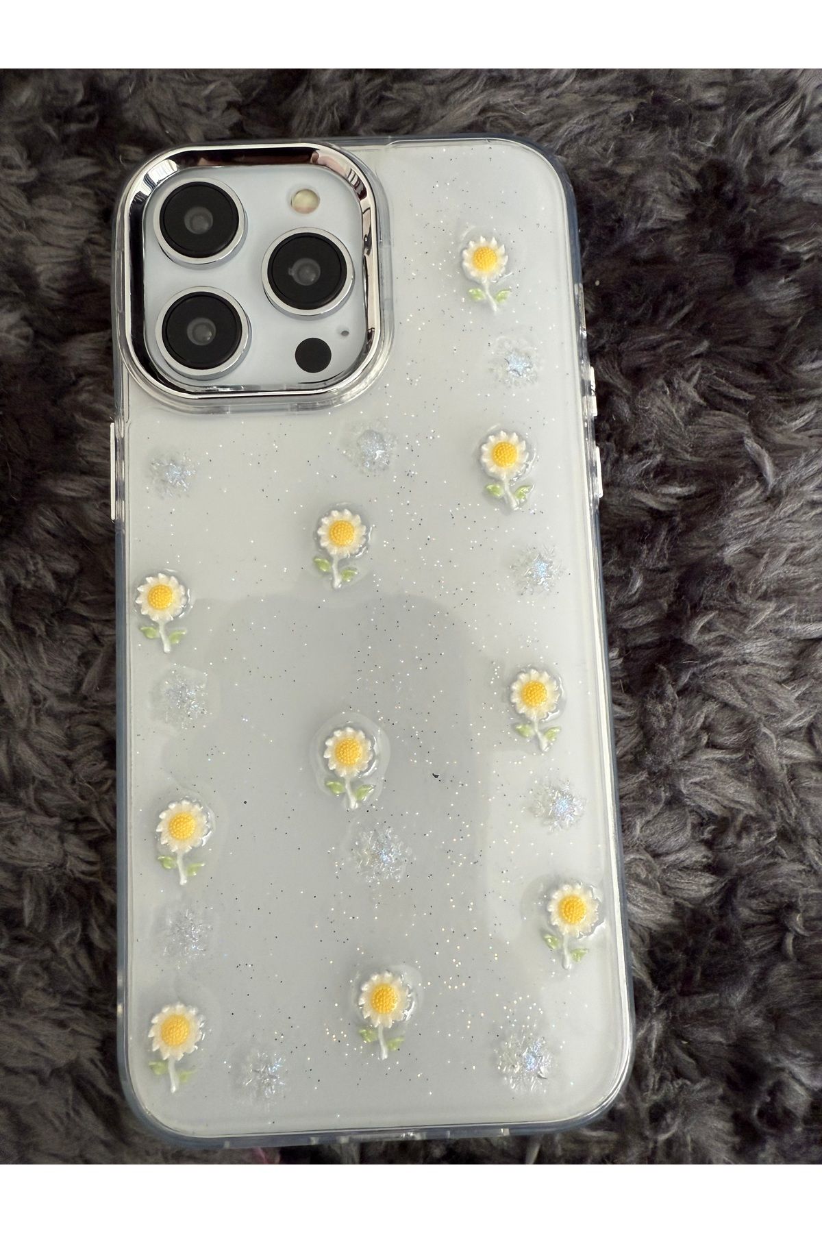 FİŞNEİLETİŞİM İPHONE 15 PROMAX UYUMLU PAPATYA DESENLİ SİMLİ KILIF
