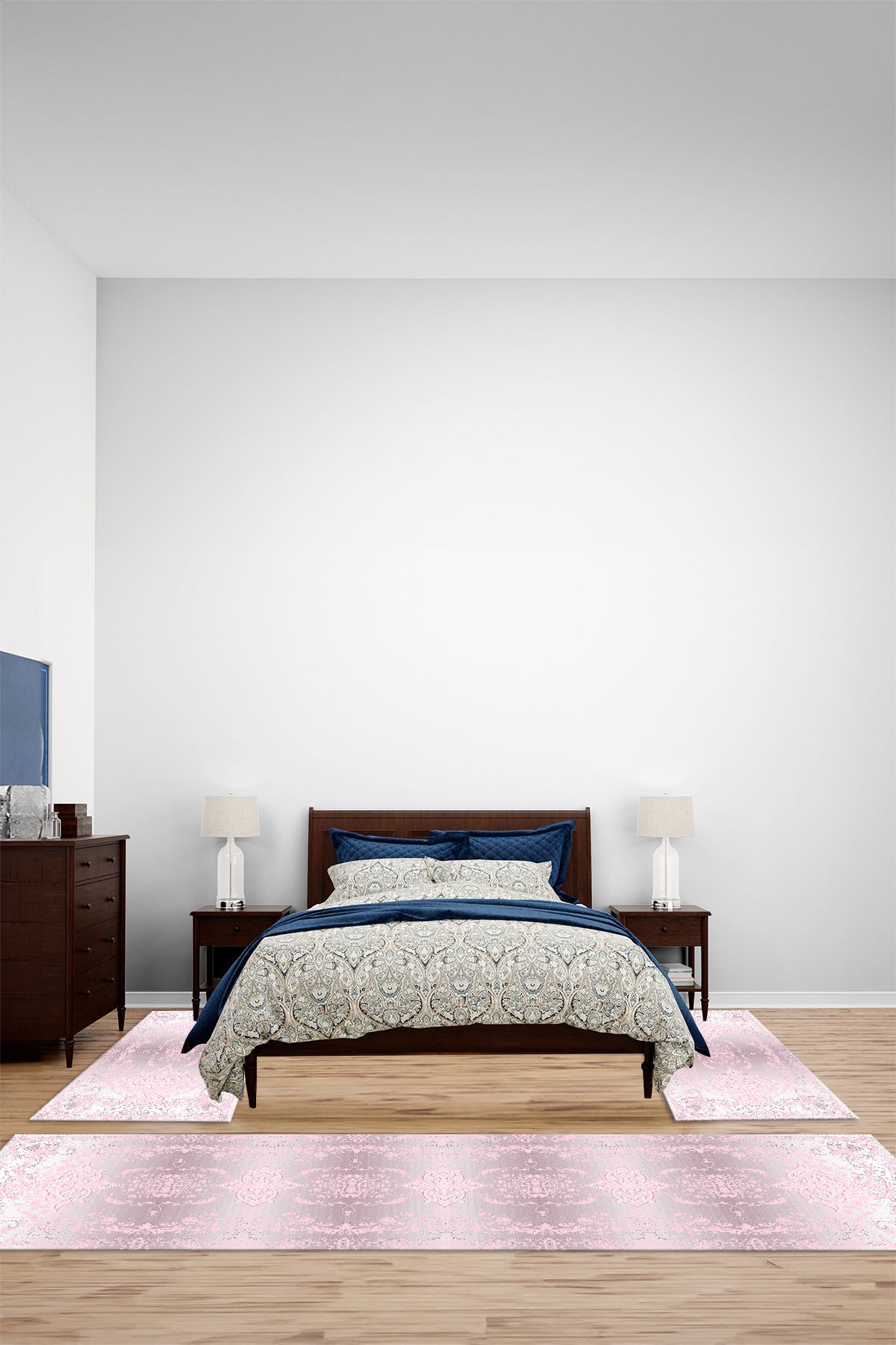 Viyana Home Dijital Kaymaz Taban Klasik Etnik Modern Yıkanabilir Üçlü Yatak Odası Halısı, YO-KLASİK-100-PEMBE,