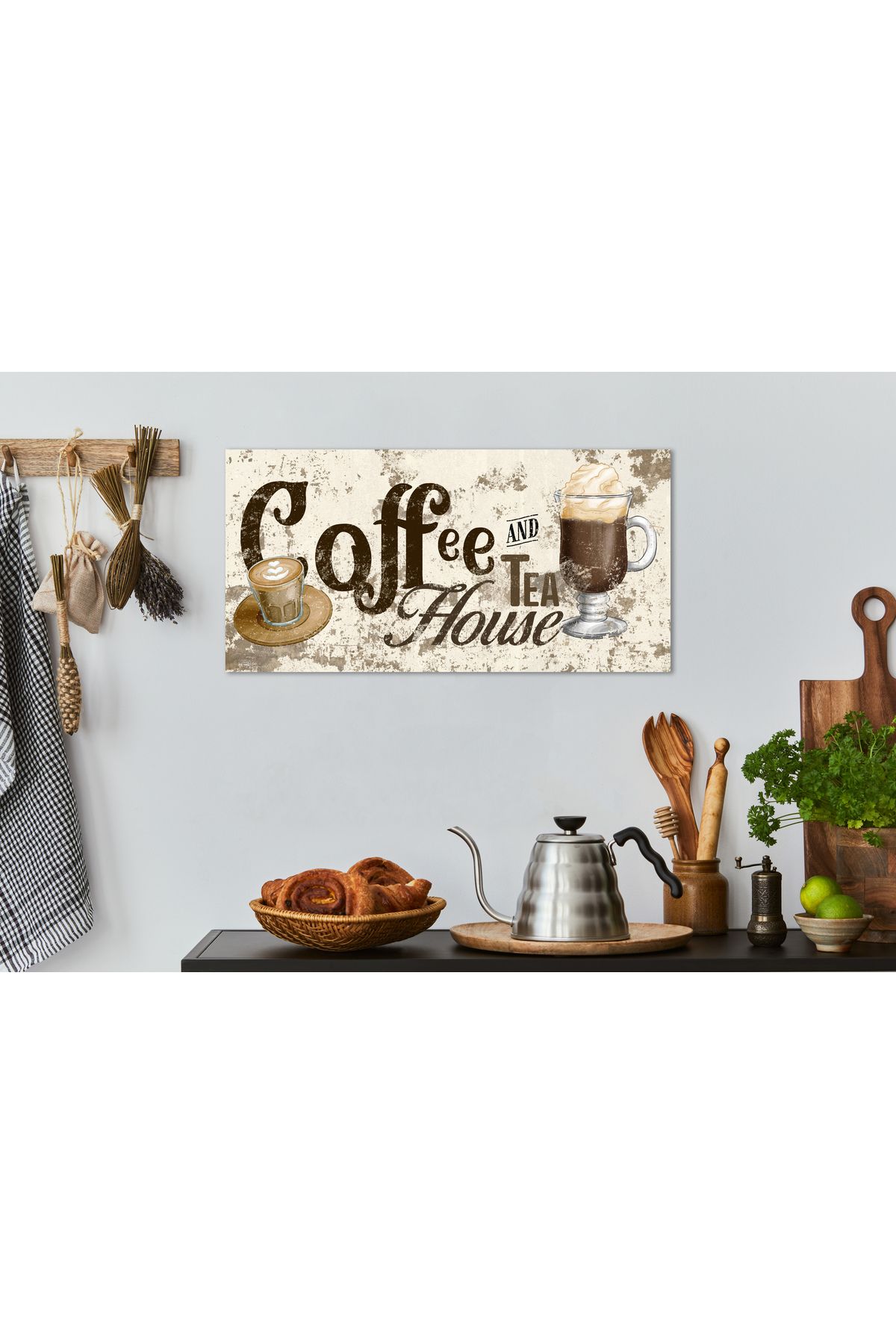 AllureArtDesign Kahve Köşesi Tablo, Kahve Köşesi Kanvas Tablo, Coffee Bar Tablo