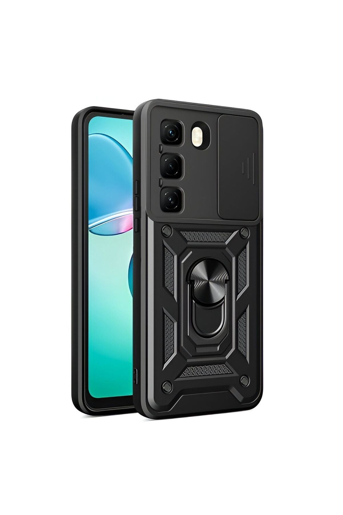 NANOSPACE İnfinix Hot 50 Pro - İnfinix Hot 50 Pro Plus Kılıf Pars Yüzüklü Standlı Kamera Korumalı Kılıf