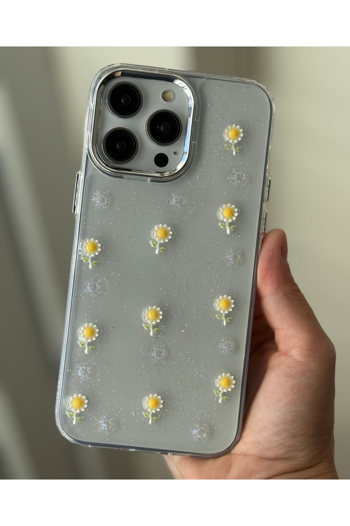 FİŞNEİLETİŞİM İPHONE 14 PRO UYUMLU PAPATYA DESENLİ SİMLİ KILIF
