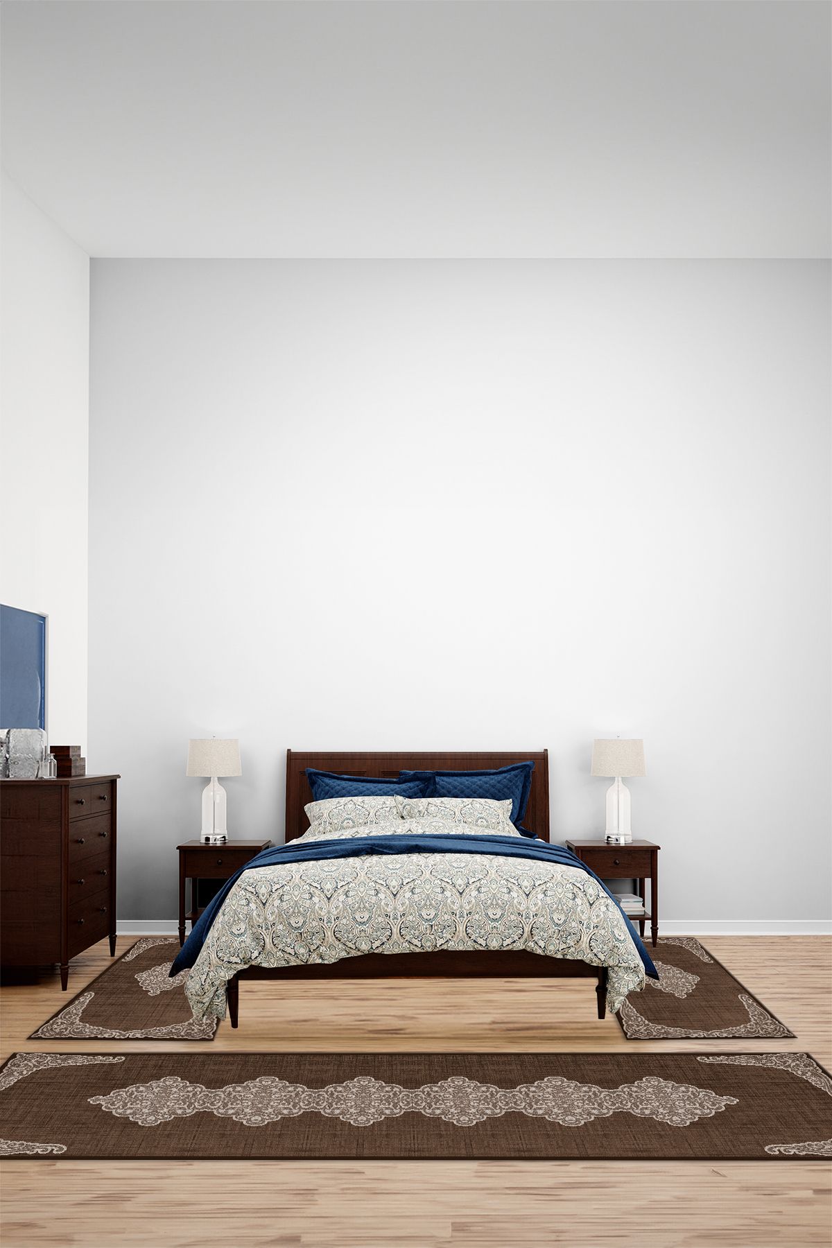 Viyana Home Dijital Kaymaz Taban Klasik Düz Model Yıkanabilir Üçlü Yatak Odası Halısı, YO-KLASİK-108-KAHVE,
