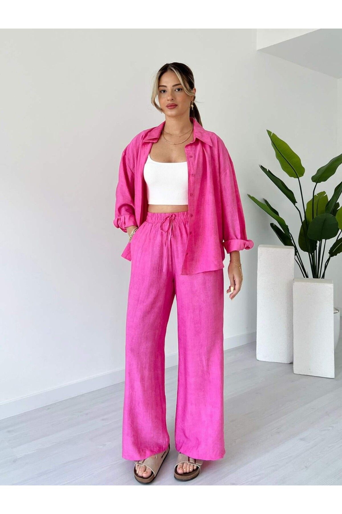 tiamoda Oversize Kalıp Gömlek Pantolon İkili Takım