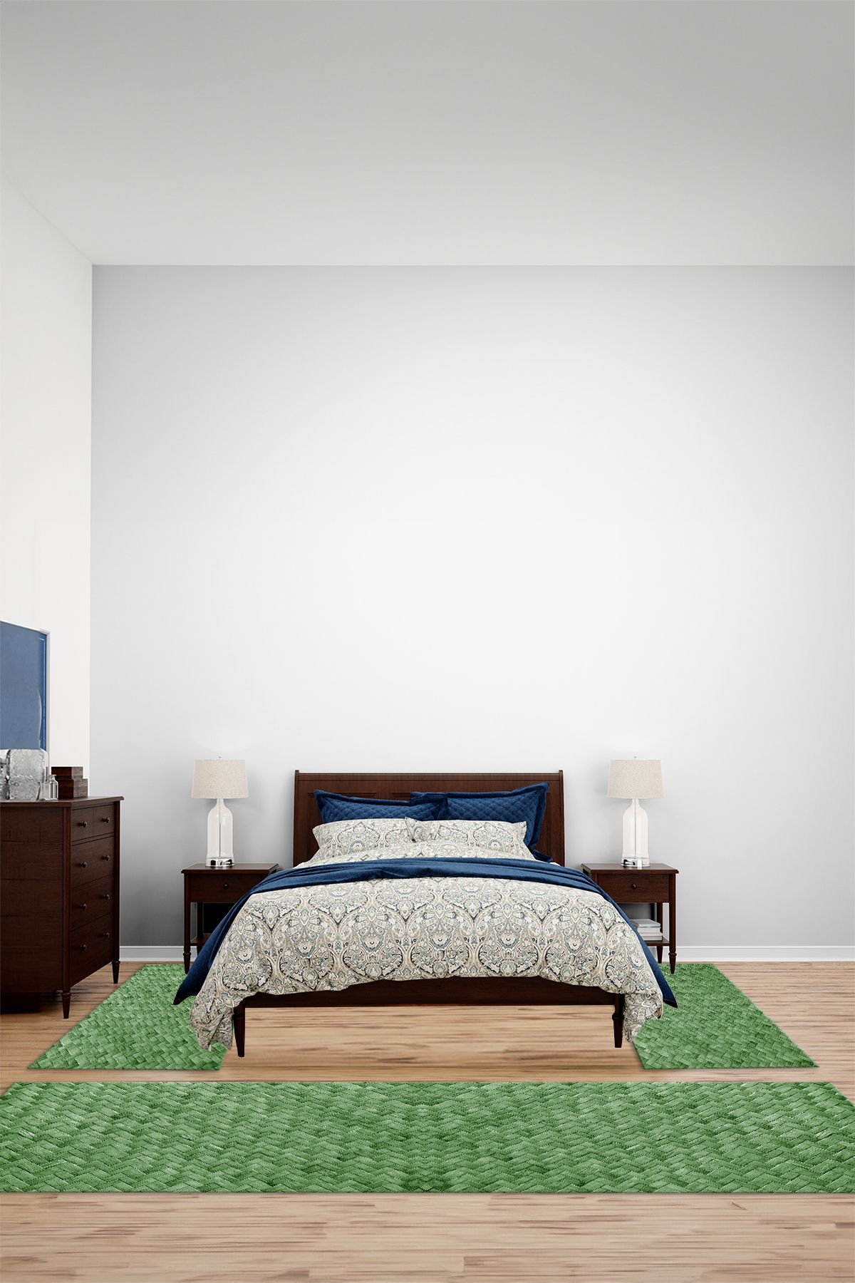 Viyana Home Dijital Kaymaz Taban Jüt Modern Yıkanabilir Yatak Odası Takım Halısı, YO-JÜT-51-YEŞİL,