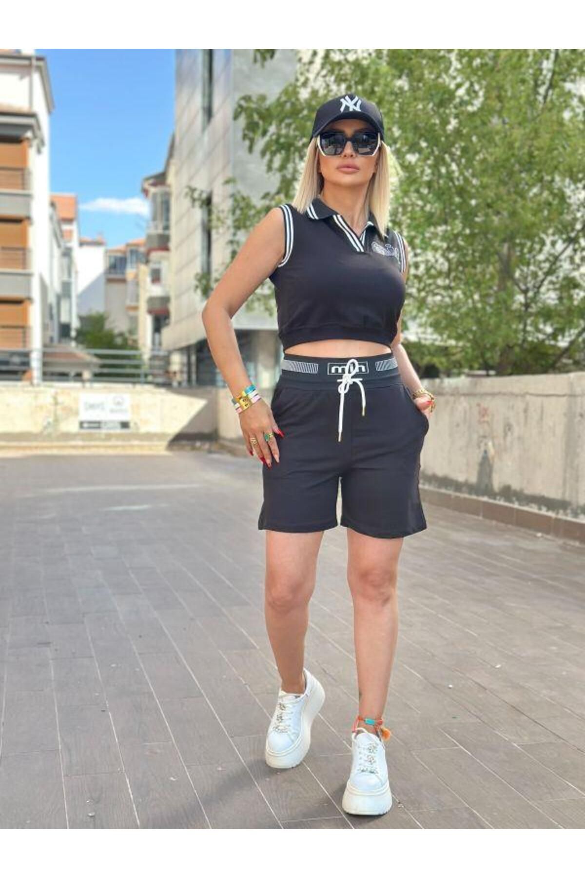 Kokoşum Butik 7333 Şortlu Min Takım Siyah