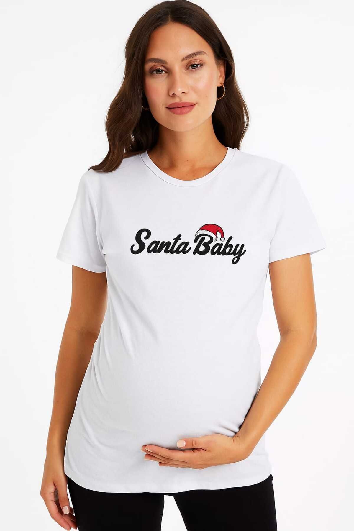 MEGHAN L.A Hamile Önü Baskılı Pamuklu Kumaş Tshirt