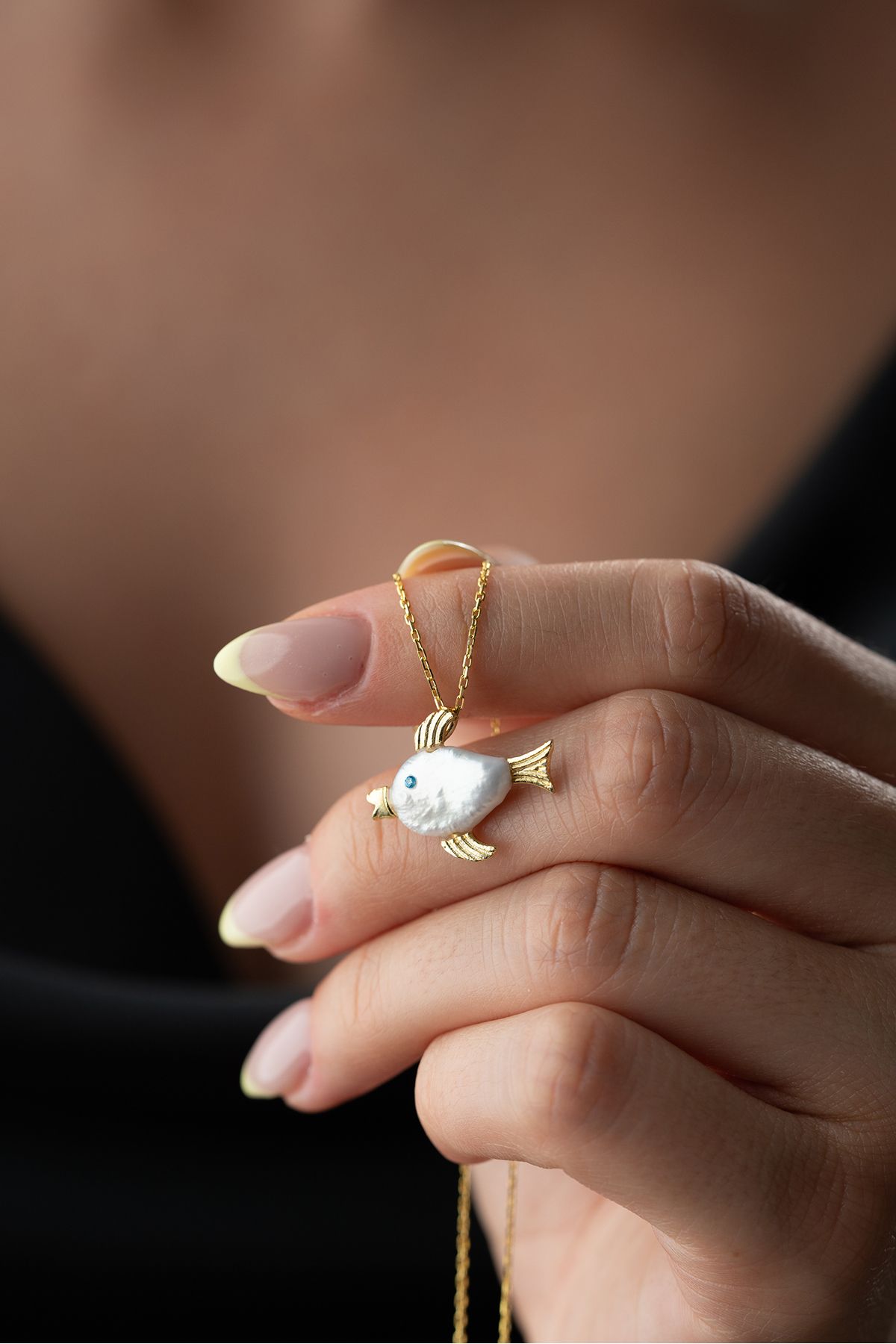 Silvano Jewelry 925 Ayar Gümüş İncili Balık Kolye