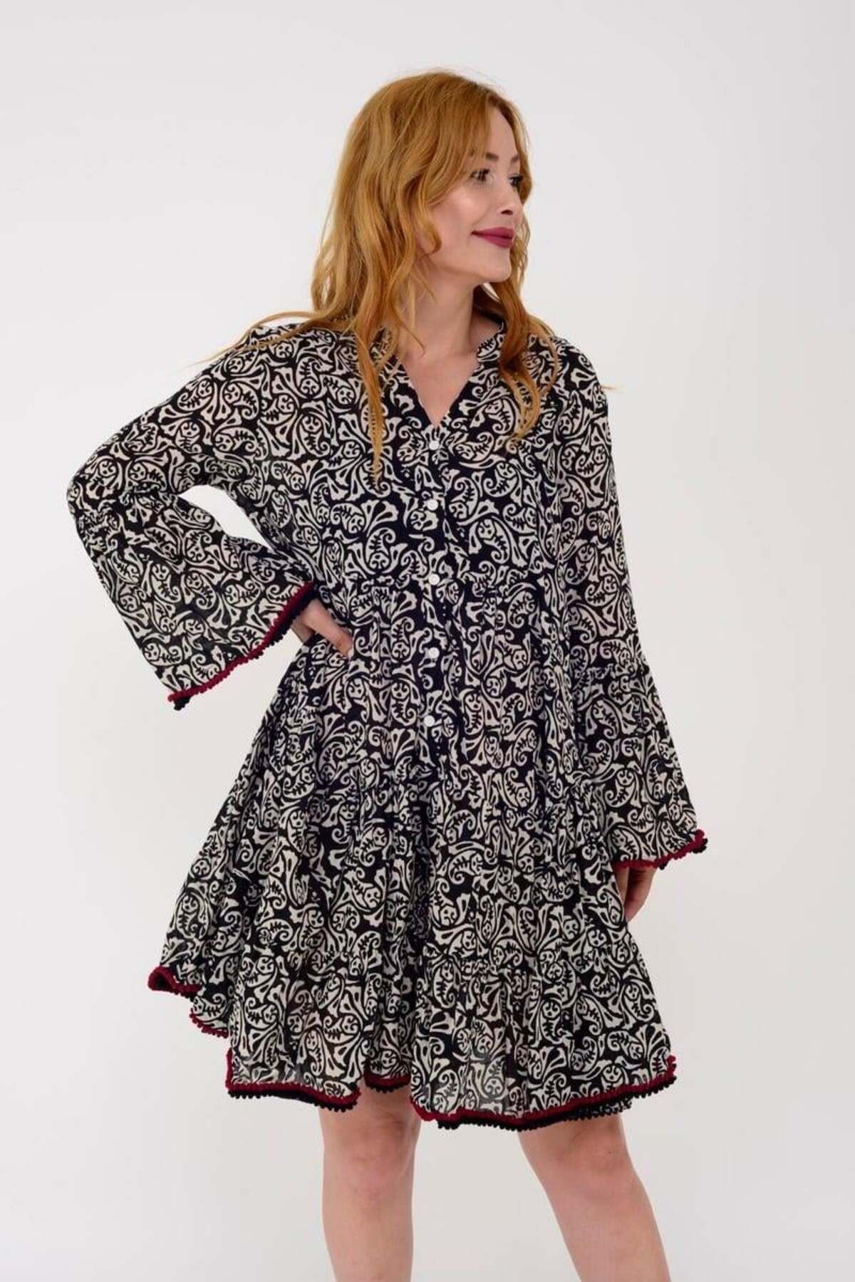 Park Moda AN179-B2773 Dsen Dantelsiz Ponponlu Elbise
