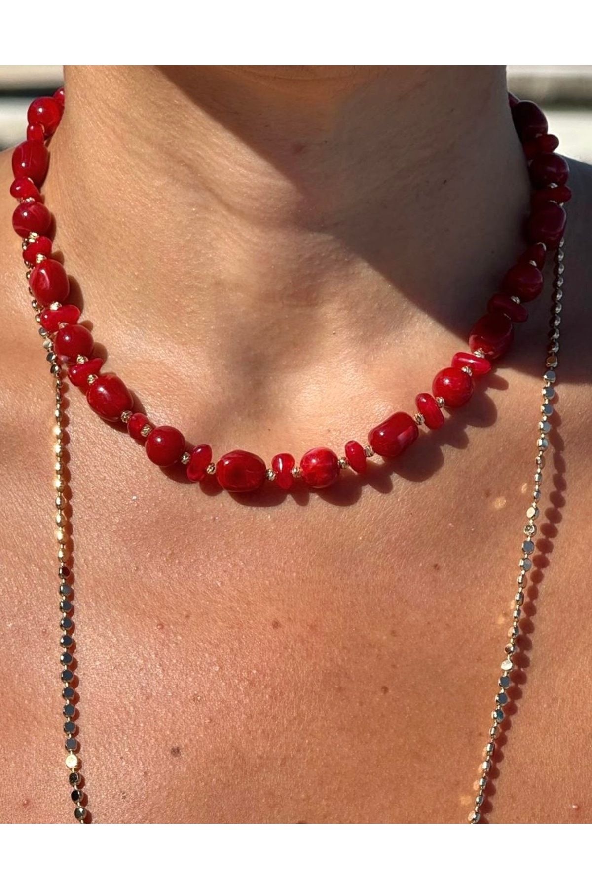 Twinssis Accessories Dorika Detaylı Akrilik Mercan Kolye