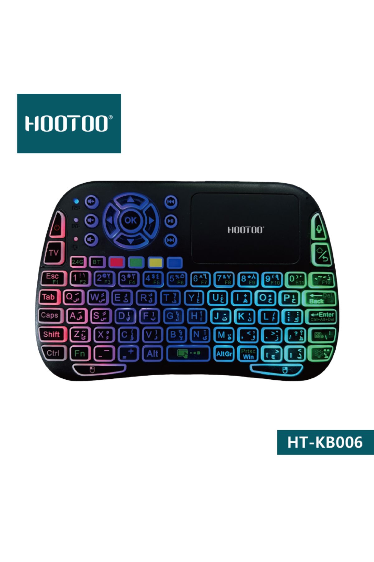 HooToo-Wireless RGB Gaming Keyboard with Built-in Mouse, Supports All Devices, Works in Arabic and English - HT-KB006 2