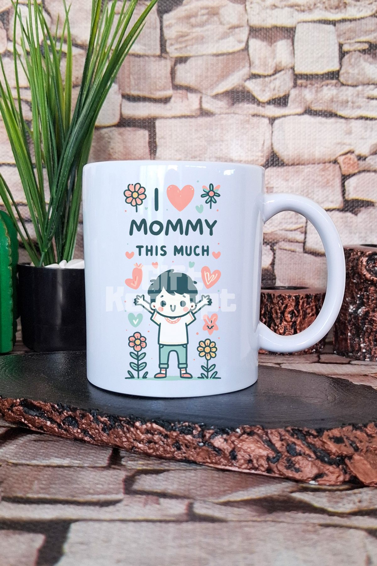 giftkonsept I Love Mommy Anne Sevgisi Anneler Günü Hediyelik Baskılı Çay Kahve Sunum Kupa Bardak