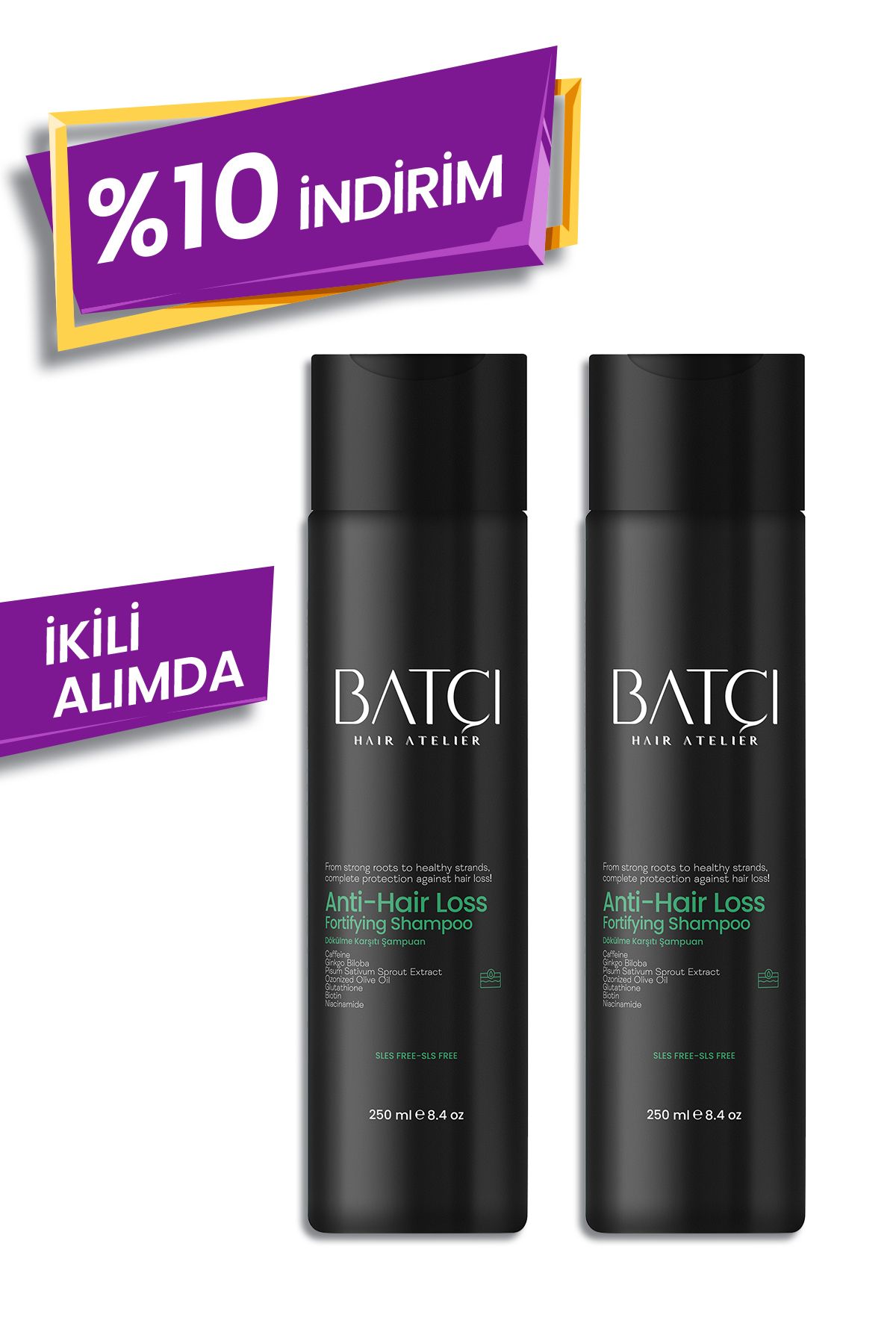 Batçı Avantajlı 2^li Set Saç Dökülmesine Karşı Hızlı Sac Uzatan Dolgunlaştırıcı Besleyici Şampuan 250 ml