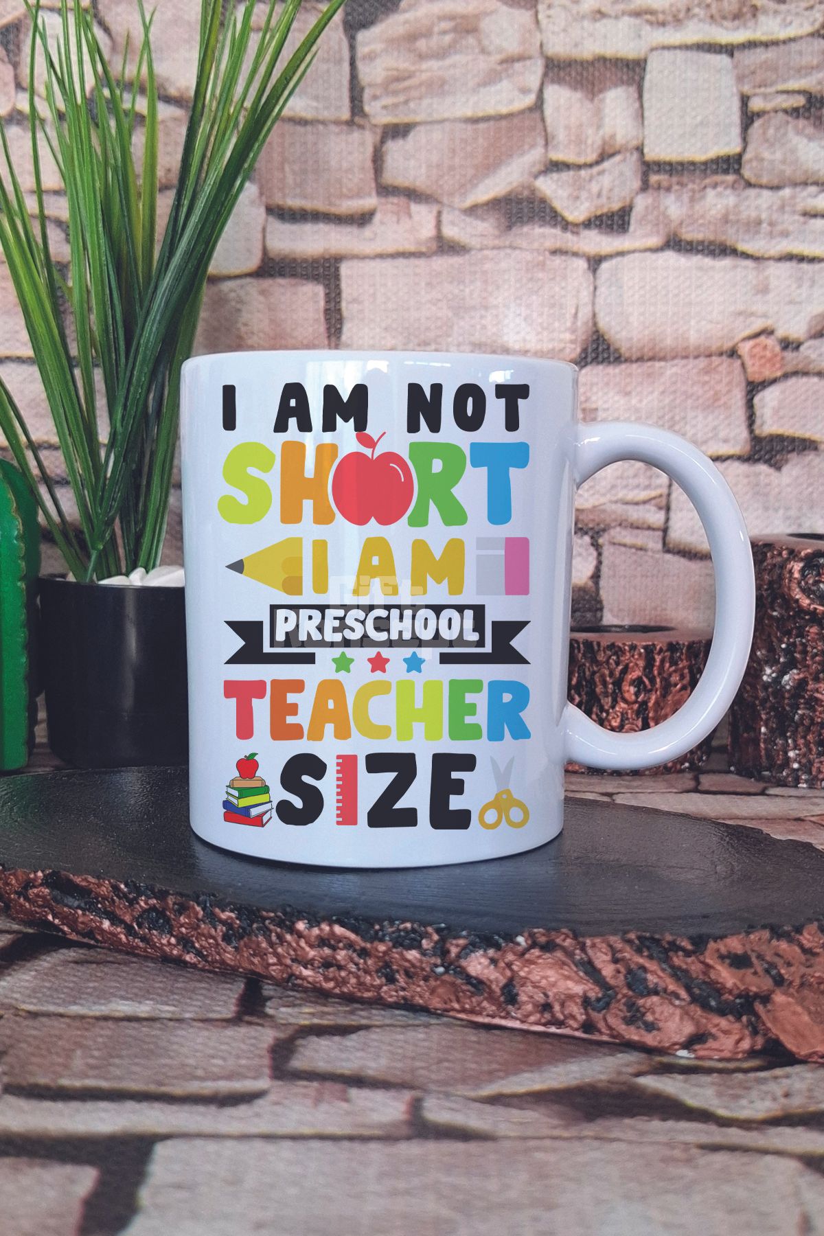 giftkonsept I Am Not Short I Am Preschool Teacher Size Baskılı Komik Hediye Baskılı Kupa Bardak