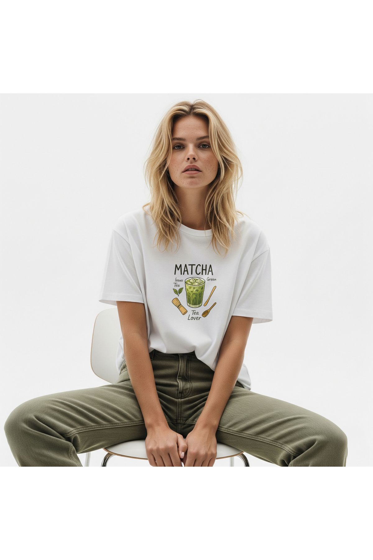 Moxe Collection Oversize Baskılı Tişört Matcha