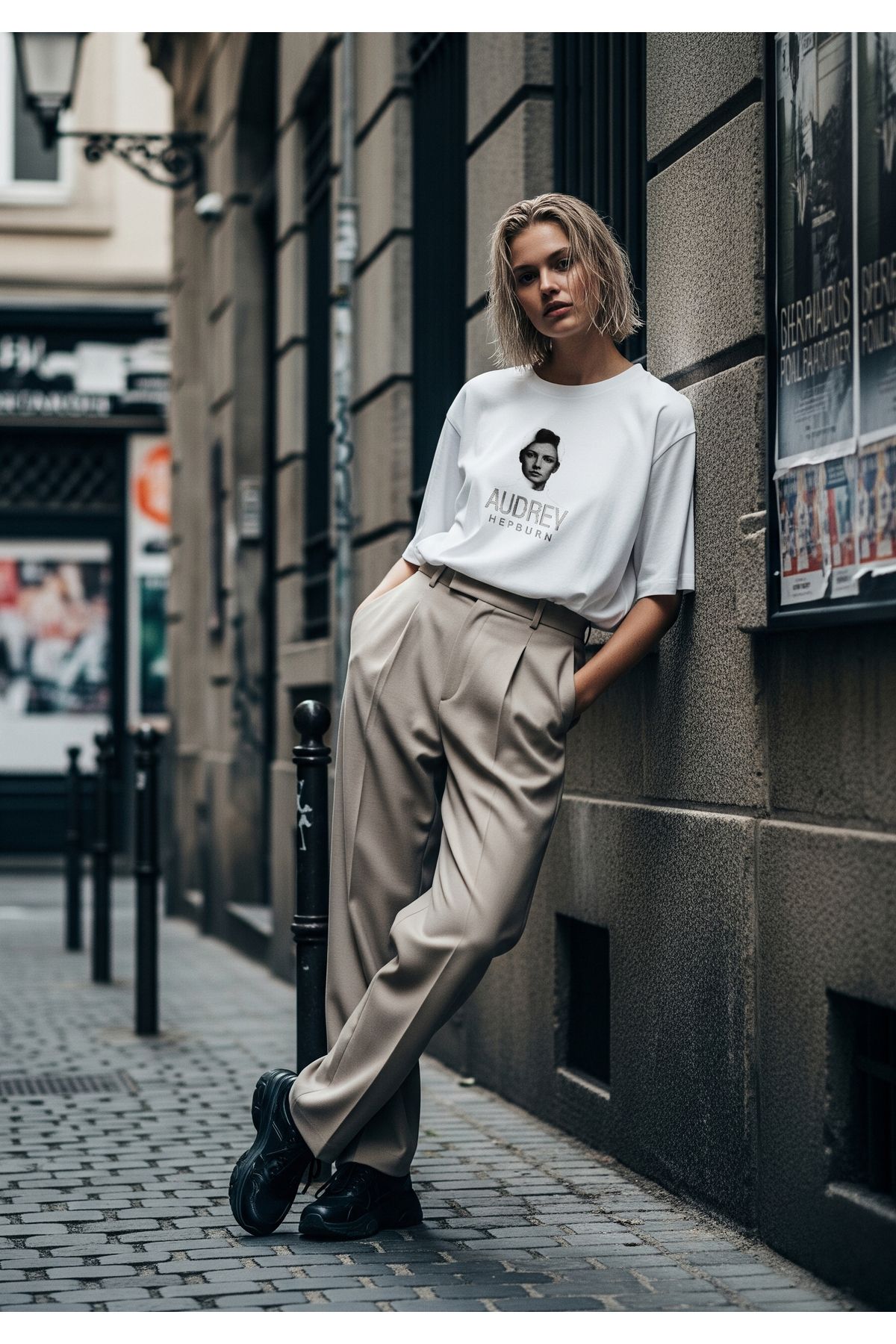 Moxe Collection Oversize Baskılı T-Shirt Audrey Hepburn