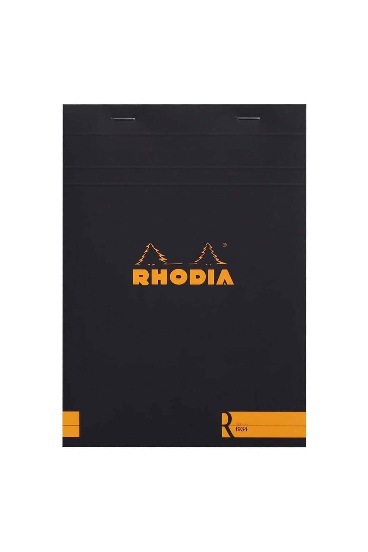 Rhodia Basic Üstten Zımbalı Bloknot A5 Çizgili Siyah