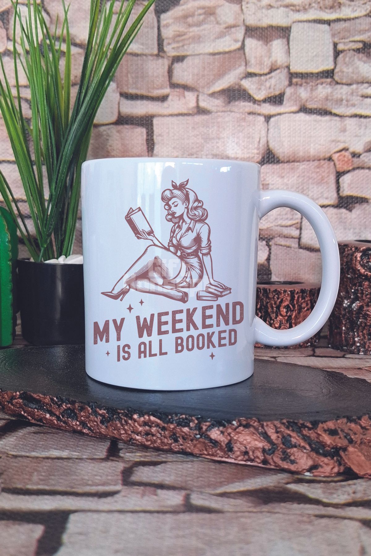 giftkonsept My Weekend Is All Booked Baskılı Kitap Kurdu Mottosu Hediyelik Baskılı Çay Kahve Sunum Kupa Bardak