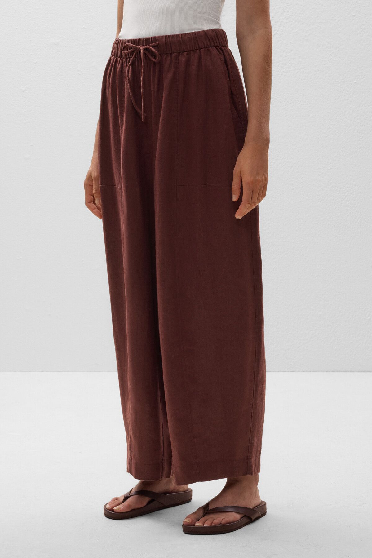 Oysho %100 keten barrel fit pantolon