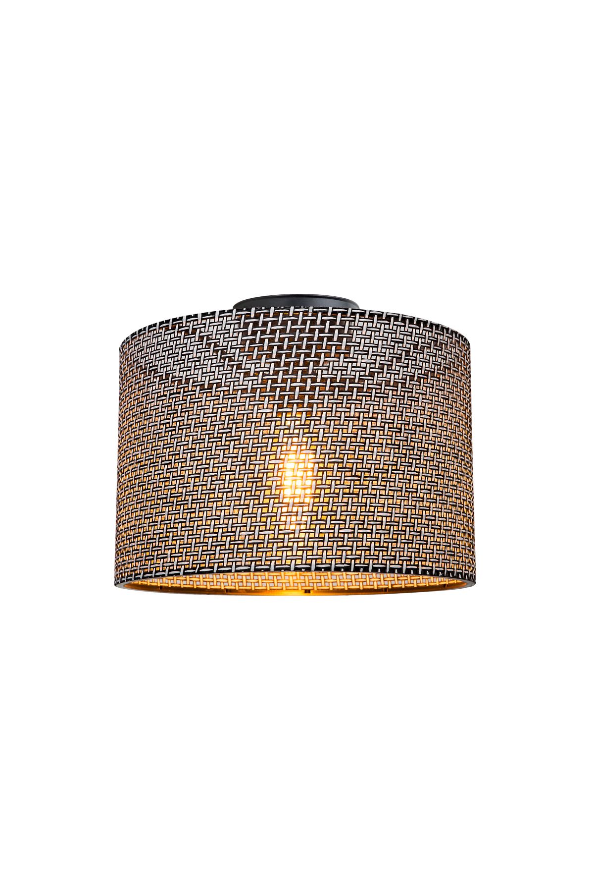 Tuğbasan GOZA 38 CM SİLİNDİR PLAFONYER AVİZE ARTI DESEN SİYAH