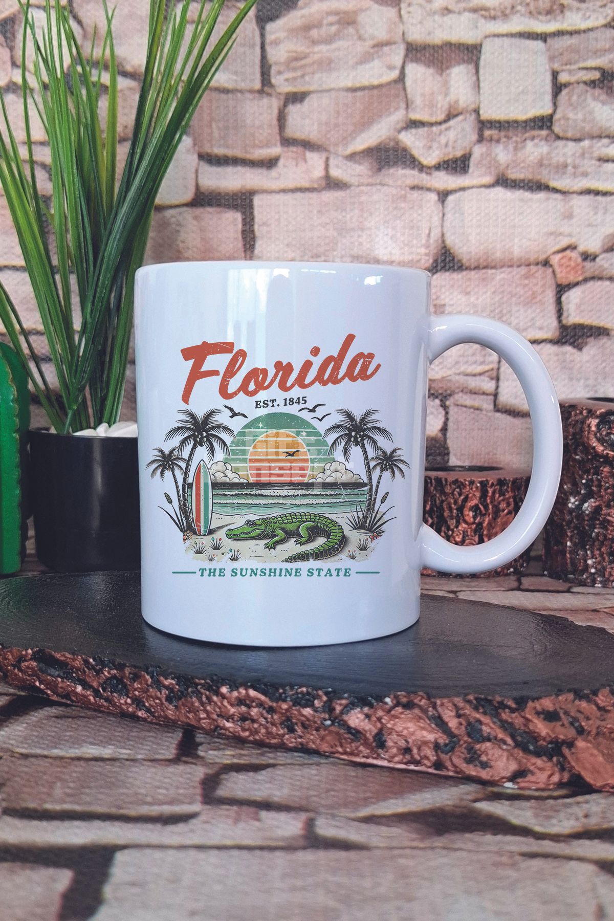 giftkonsept Florida Summer Trip Baskılı Yaz Tatili Güneşli Gezi Hediyelik Baskılı Çay Kahve Sunum Kupa Bardak