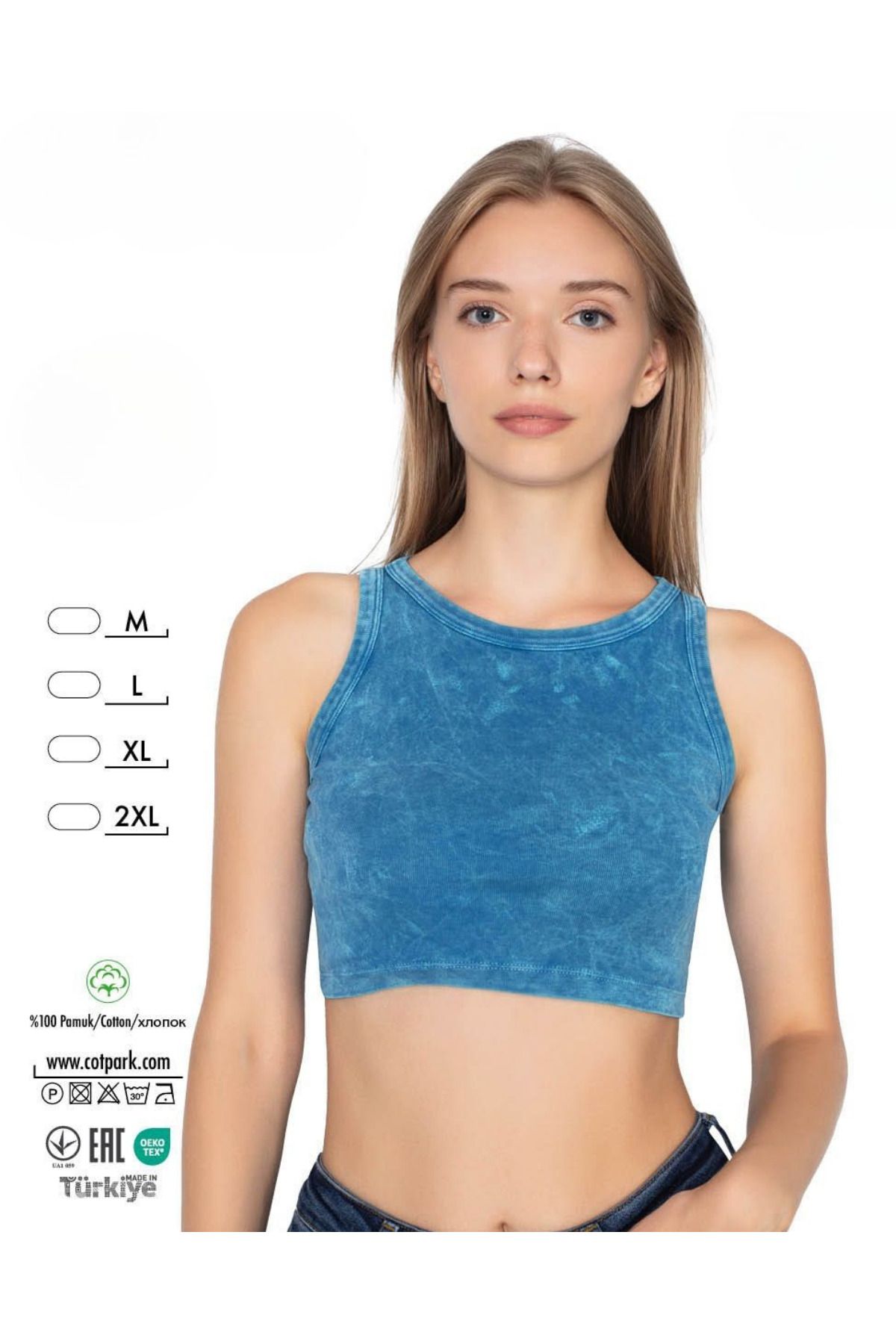 Cotpark Kadın %100 Pamuklu Askılı Crop Bluz 3070